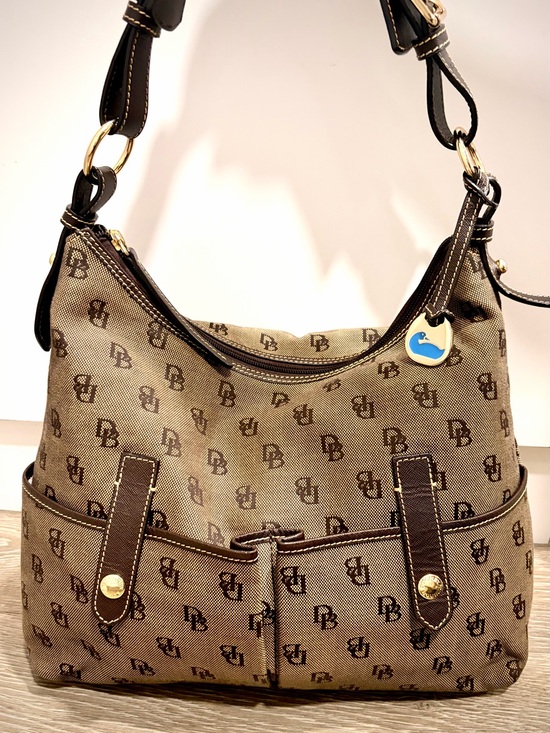 Dooney & Bourke Handbags - Large Dooney & Bourke Brown Signature Monogram Shoulder Bag